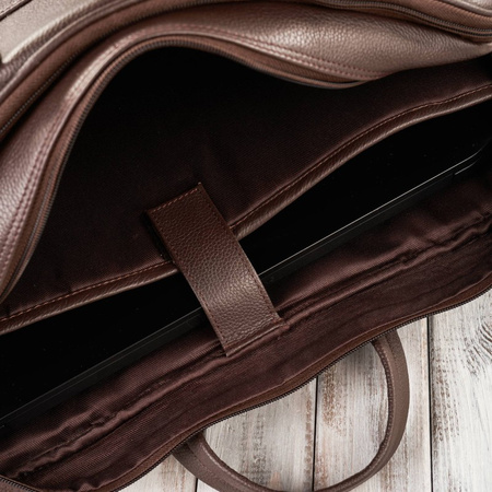 Torba męska skórzana na laptopa Paolo Peruzzi E-25-BR brązowa