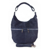 Klasyczny worek na ramię ,zamki suwaki XL A4  Shopper bag zamsz naturalny  granatowy W345BS