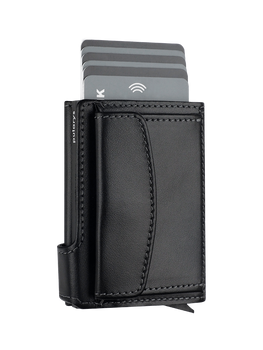 Portfel SOLO Max wykonany z miękkiej w dotyku skóry Italia czarny