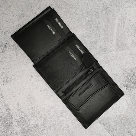 Portfel antykradzieżowy męski skórzany RFID Bellugio - czarny