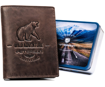 Portfel męski skórzany Peterson - duży, pionowy, elegancki i praktyczny