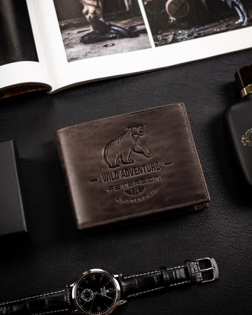 Portfel skórzany męski z tłoczeniem Peterson - duży, elegancki design