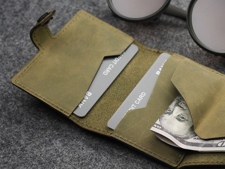 Portfel HIKER wykonany z polerowanej i woskowanej skóry Hunter oliwkowy