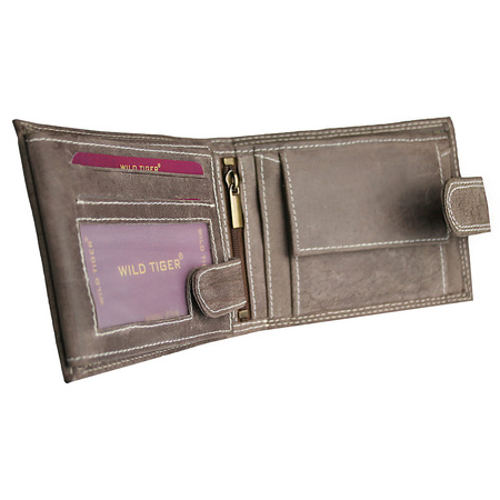 Portfel męski skóra nubuk nap Wild Tiger - ciemnobrązowy