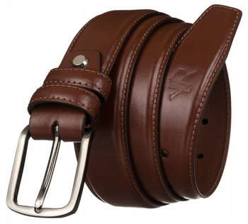 Szeroki, skórzany pasek męski z tradycyjną klamrą - Rovicky 125