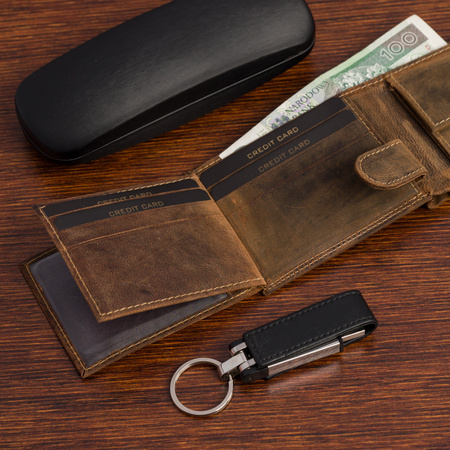 Portfel męski mały Wild Tiger - ciemnobrązowy