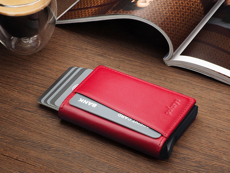 Portfel KANGOO wykonany z delikatnej skóry Italia czerwony