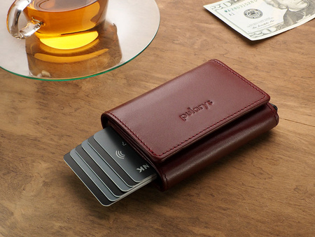 Portfel BOSTO wykonany z delikatnej skóry Italia wiśniowy