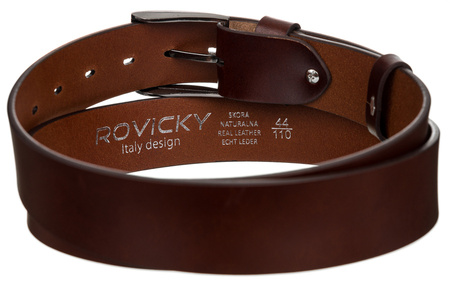 Szeroki, uniwersalny pasek męski ze skóry naturalnej licowej - Rovicky 110