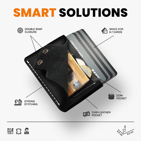 Portfel HOBBY wykonany ze skóry Italia czarny