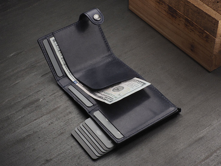 Portfel SOLO Max wykonany z roślinnie garbowanej skóry Nomad granatowy