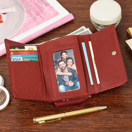 Portfel damski portmonetka skórzany RFiD mały