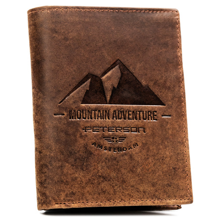 Portfel męski skórzany Peterson - Duży, pionowy, z RFID i kieszonką na monety