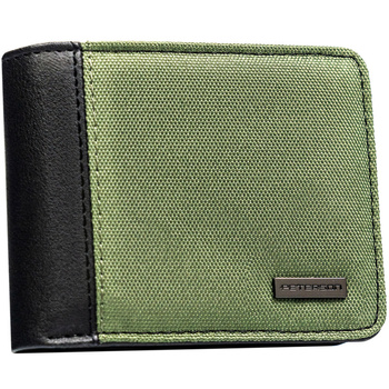 Portfel męski RFID z eko-skóry w zielono-czarnym kolorze - Peterson