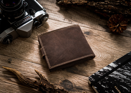 Portfel męski z nubukowej skóry naturalnej - Klasyka Peterson