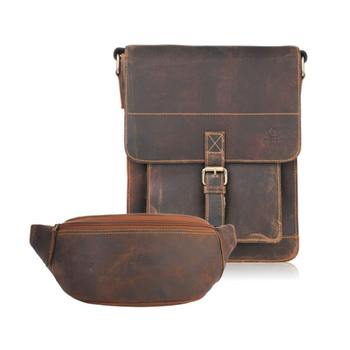 Torba męska brązowa i saszetka T-89-HBR Paolo Peruzzi