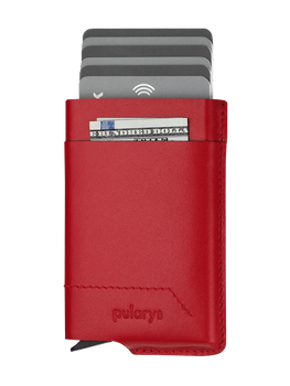 Portfel GOBI wykonany z miękkiej skóry Italia czerwony