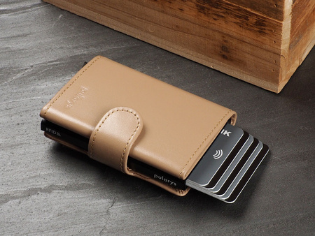 Portfel SOHO Zip wykonany z delikatnej, ekskluzywnej skóry Italia beżowy