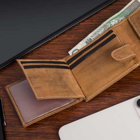 Portfel męski mały Wild Tiger - jasnobrązowy