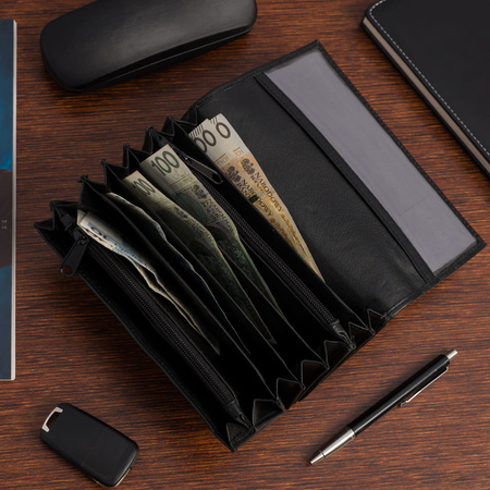 Portfel kelnerski ze skóry naturalnej - czarny