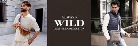 Torba skórzana męska na ramię - Always Wild, minimalistyczna