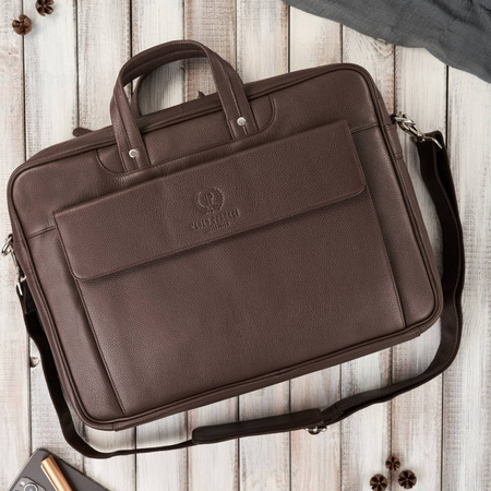 Torba męska skórzana na laptopa Paolo Peruzzi E-25-BR brązowa