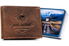 Portfel męski skórzany z tłoczeniem - Peterson, duża pojemność, brązowy