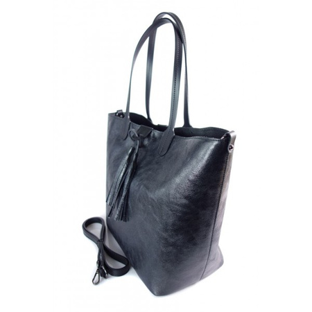 Duża torba Shopper Bag na ramię Vera Pelle  Nero czarna  SB599N