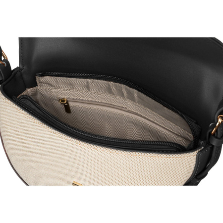 Listonoszka damska crossbody Peterson beżowo-czarna ze skóry i płótna