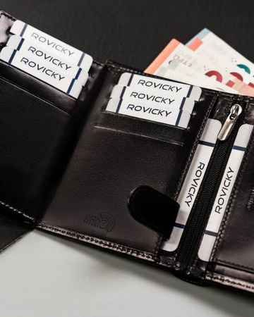 Skórzany, duży portfel męski z systemem RFID - Rovicky