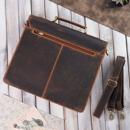 Teczka męska skórzana vintage z kluczykiem Paolo Peruzzi T-96-BR