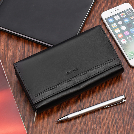 Dwustronny portfel damski skórzany - czarny