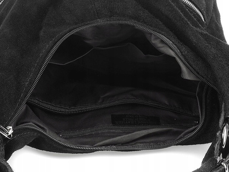 Torebka torba skórzana damska shopper na suwak duża A4 z kosmetyczką włoska