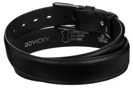 Skórzany pasek męski z tradycyjną srebrną klamrą - Rovicky 115