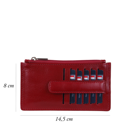 Etui na karty skórzane Canaletto w eleganckim czerwonym kolorze