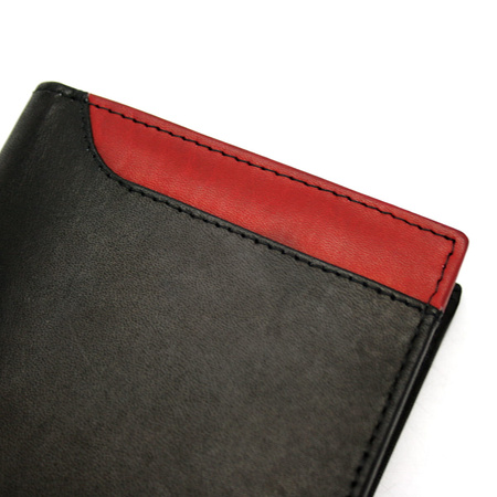 Portfel męski z kolorową wstawką Bellugio - czarno-czerwony