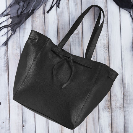 Torba shopper skórzana damska Paolo Peruzzi IN-64-BL czarna