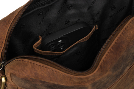 Listonoszka męska brązowa z naturalnej skóry - Peterson