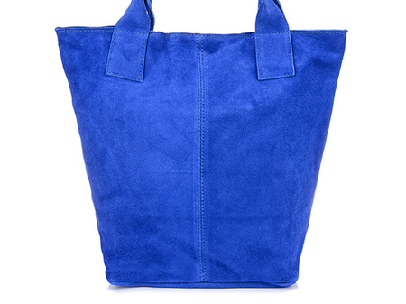 Torebka torba skórzana damska shopper na suwak duża A4 z kosmetyczką włoska