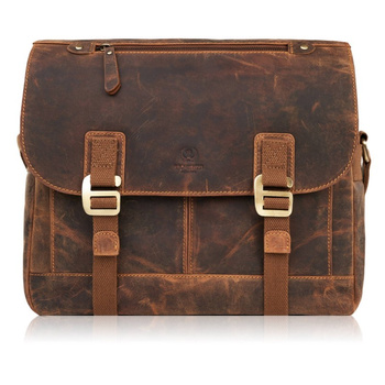 Torba męska skórzana na laptopa w stylu vintage brązowa T-81-HBR