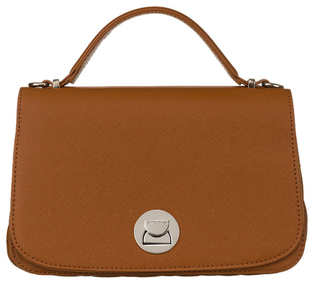 Torebka crossbody brązowa z klapką i srebrnymi okucami - David Jones