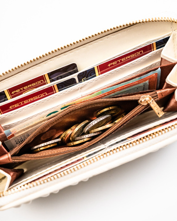 Portfel damski Rovicky w delikatnym różu z marszczoną skórą ekologiczną