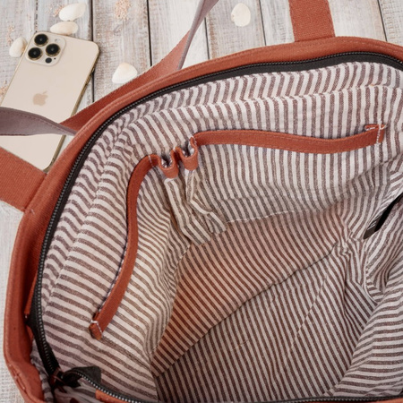Torba damska na ramię shopper dua wegaska materiaowa pojemna pomaraczowa Paolo Peruzzi E-17-RU