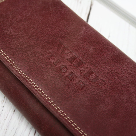 Portfel damski skóra nubuk Wild Tiger - ciemnoczerwony