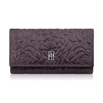 Duy portfel damski skórzany przestronny burgundowy w kwiaty Paolo Peruzzi AL-14-BGD