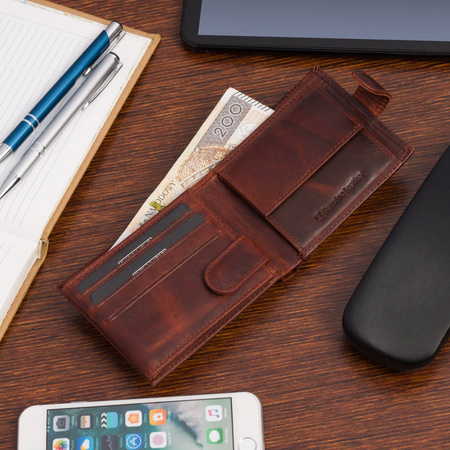 Skórzany portfel męski z systemem RFID Bellugio - koniakowy