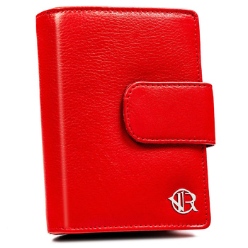 Portfel damski Rovicky na zatrzask skórzany w kolorze czerwonym