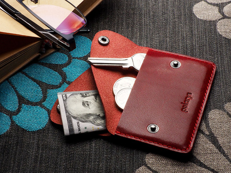 Portfel RETRO wykonany z roślinnie garbowanej skóry Nomad czerwony