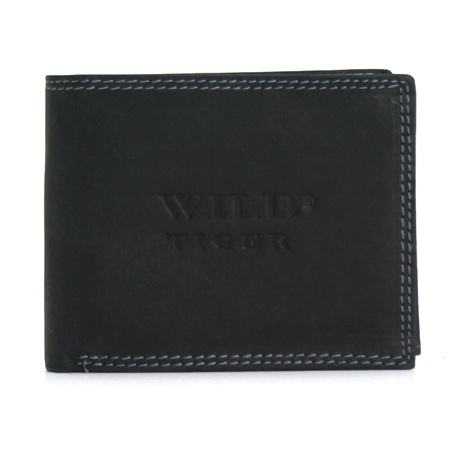 Portfel męski skóra nubuk Wild Tiger - czarny