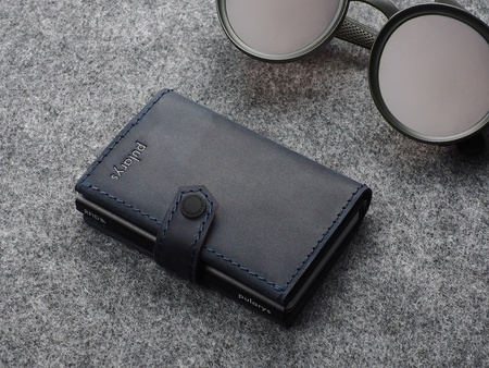 Portfel HIKER wykonany z polerowanej i woskowanej skóry Hunter granatowy